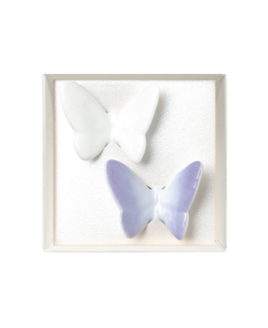 日本製 食器 蝶々箸置き 2色セット 磁器 白と紫